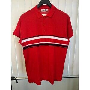 NWT Old Stock Vintage Fila Men’s Red Striped Polo Size US 40 Medium